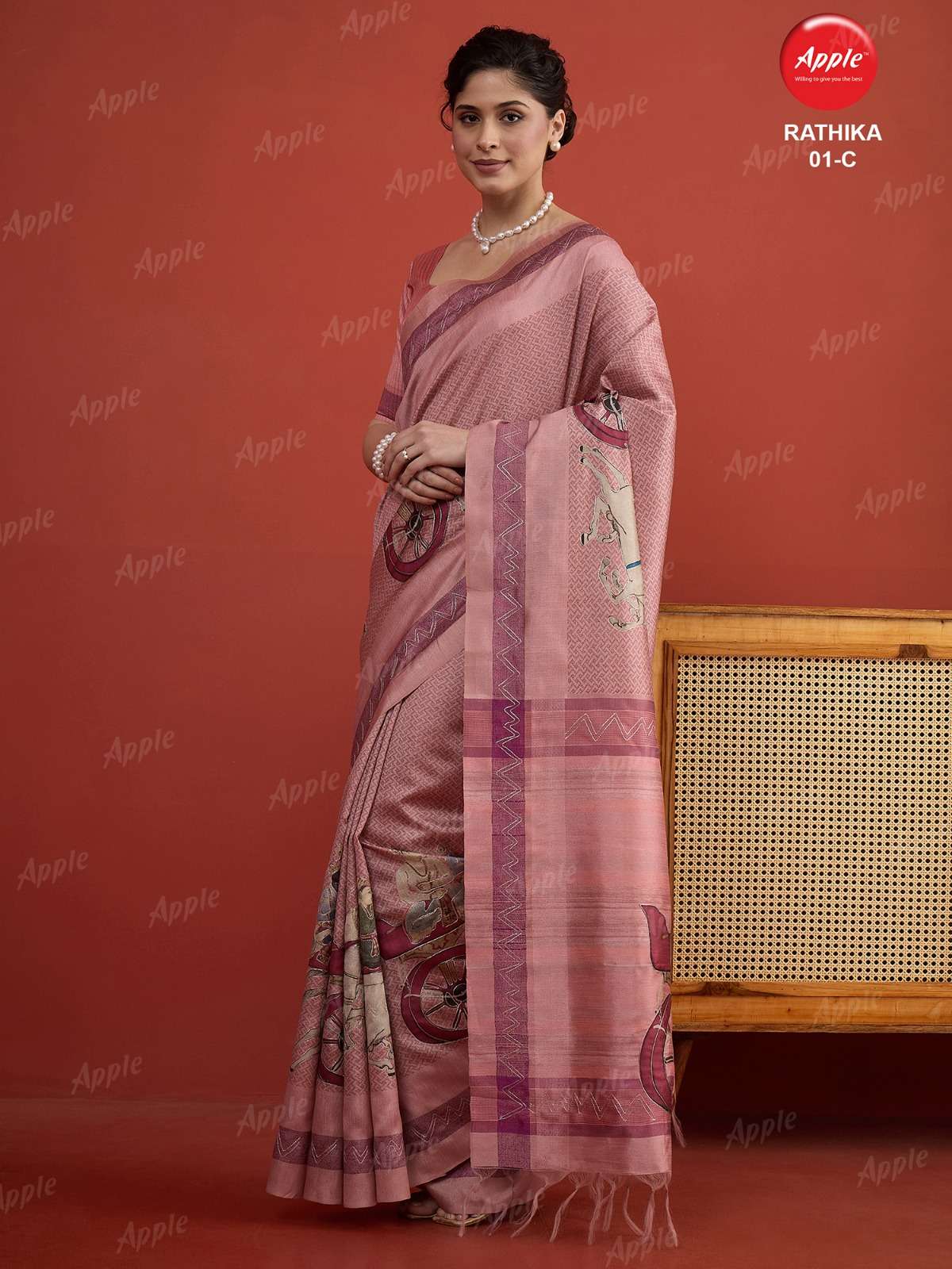 APPLE RATHIKA 1 ART SILK FABRIC WITH HERITAGE ART WORK ON SAREE WHOLESALE IN SURAT 